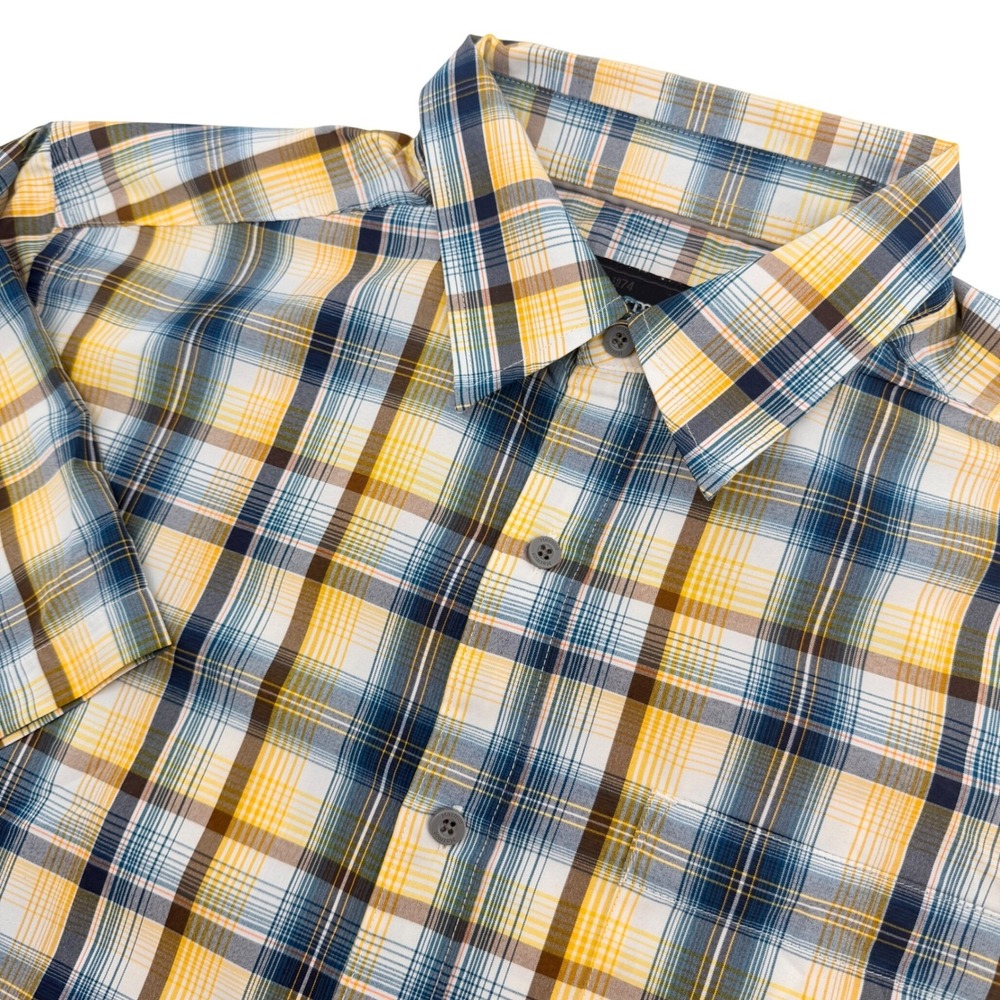 Marmot Shirt Mens M Yellow Plaid Short Sleeve Hiking Outdoor Gorpcore Casual